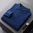 Męski sweter polo z długim rękawem z miękkiej dzianiny