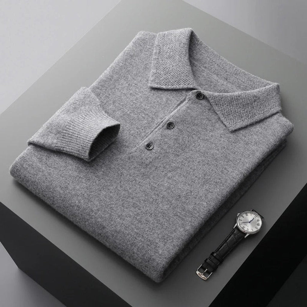 Męski sweter polo z kołnierzem i zapinaną listwą