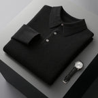 Męski sweter polo z prążkowanymi ściągaczami przy nadgarstkach