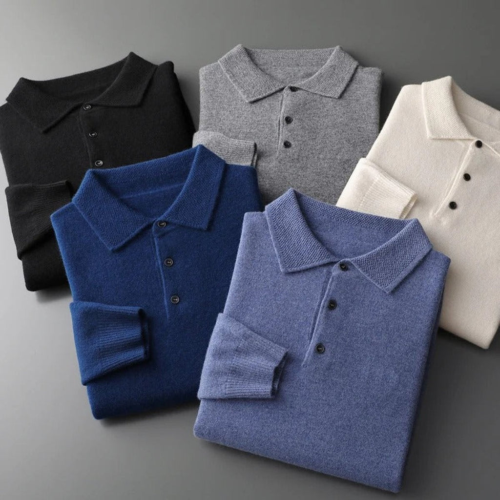 Męski sweter polo w taliowanym kroju