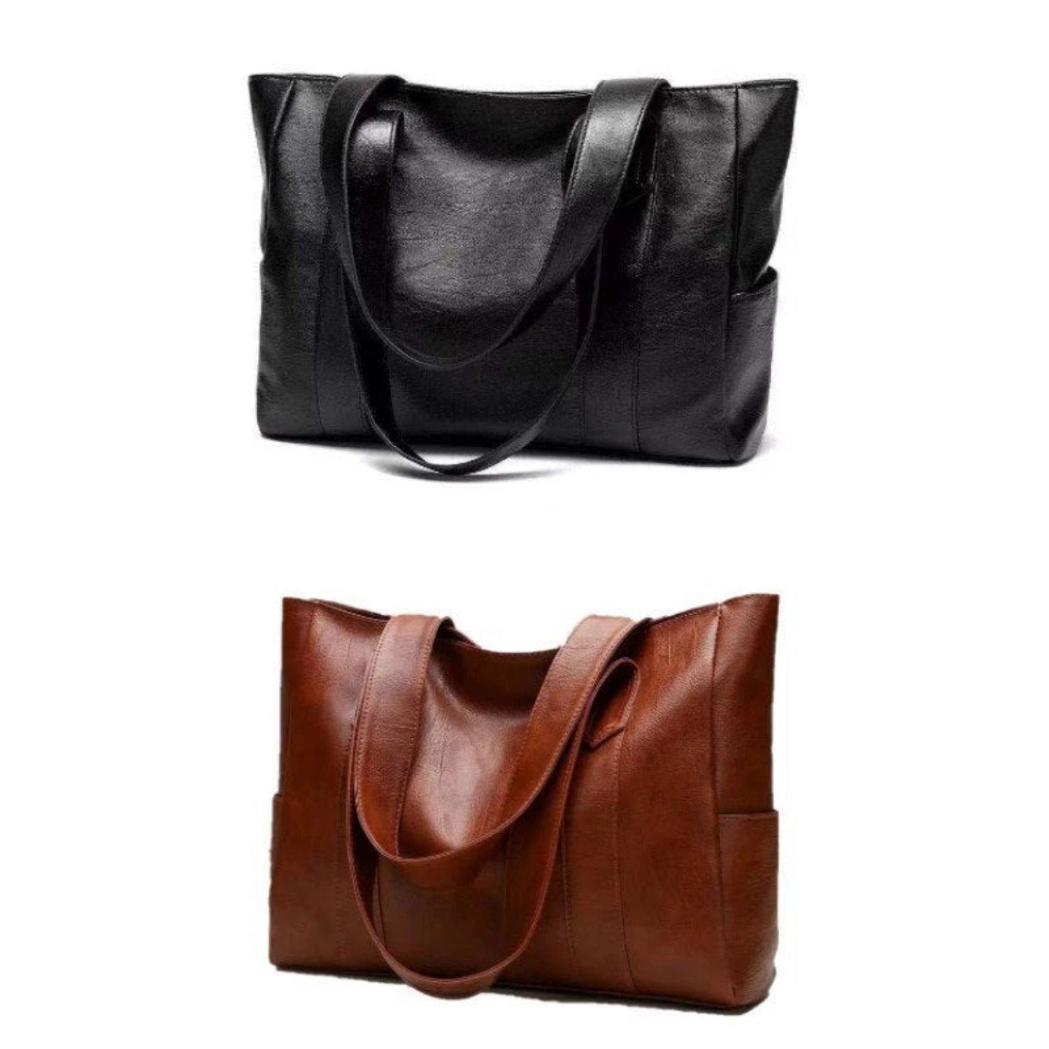 Skórzana torba shopper damska w kolorze brązowym