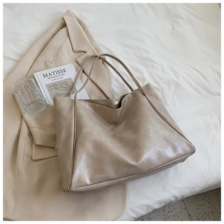 Torba shopper damska z ekoskóry – uchwyty na ramię
