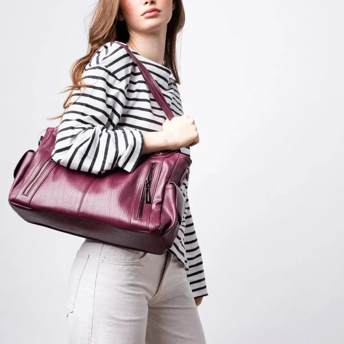 Fioletowa torba shopper damska na ramię