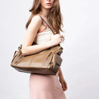 Oliwkowa torba shopper damska pojemna